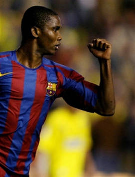 Samuel Etoo of Barcelona celebrates (AFP)
