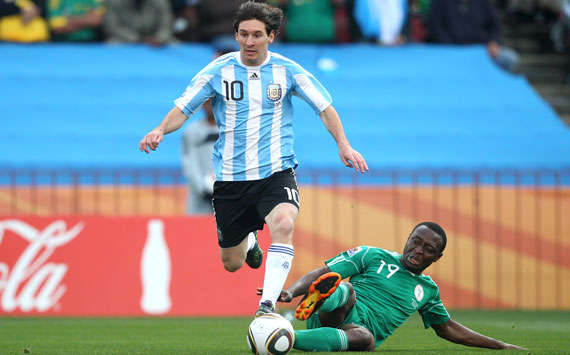 World Cup Group Match (B) Argentinia - Nigeria: Lionel Messi & Cinedu Obasi (Goal.com)