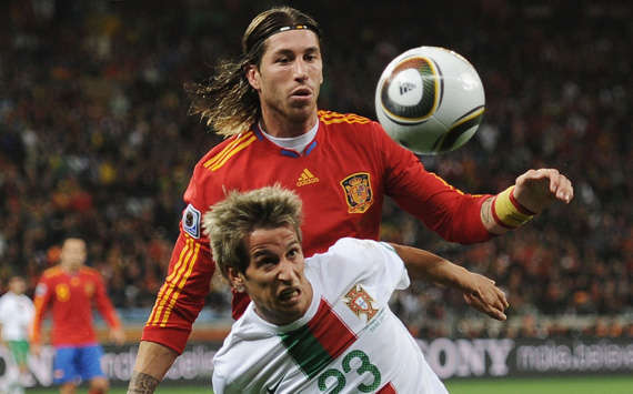 World Cup 2010 - Spain v Portugal,Fabio Coentrao and Sergio Ramos  (Getty Images)