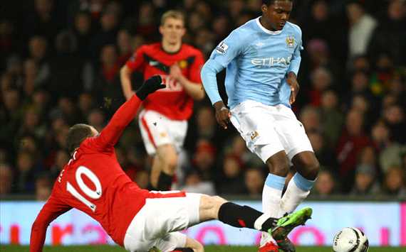 Carling Cup Semi Final,Wayne Rooney -Dedryck Boyata,Manchester United Vs Manchester City(Getty Images)