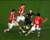 FIFA World Cup - Paraguay vs Spain - Andres Iniesta vs Edgar Barreto, Victor Caceres and Cristian Riveros (Getty Images)