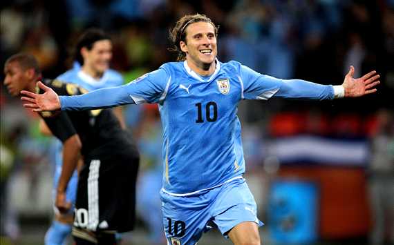 FIFA World Cup 2010 - Uruguay vs Germany - Diego Forlan after his goal (Getty images)