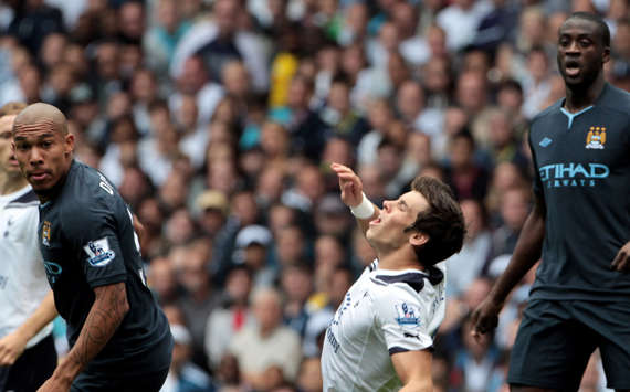 EPL,Tottenham Hotspur v Manchester City ,Gareth Bale; Nigel De Jong; Yaya Toure (Getty Images)