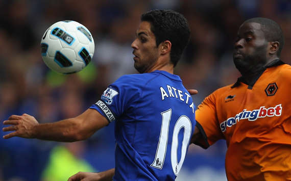  Mikel Arteta,George Elokobi,Everton vs Wolverhampton,EPL(Getty Images)