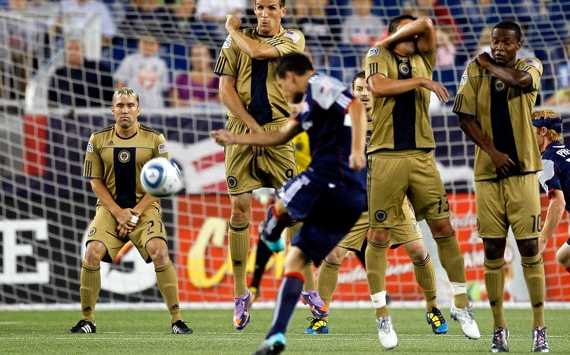 Marko Perovic, New England Revolution; Eduardo Coudet, Philadelphia Union; Sebastien LeToux, Philadelphia Union; MLS (Getty Images)