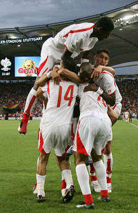 Tunisia celebruty goal vs. Spain