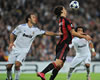 Real Madrid's Ricardo Carvalho uses a 'hands on' approach to deal with Milan's Zlatan Ibrahimovic (Getty Images) 