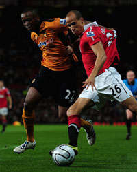 Carling Cup, Manchester United and Wolverhampton Wanderers, Gabriel Obertan and Steven Mouyokolo (Getty Images)