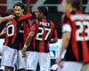 Give me a kiss! Zlatan Ibrahimovic welcomes an embrace from Robinho after scoring for Milan against Palermo (Getty Images)