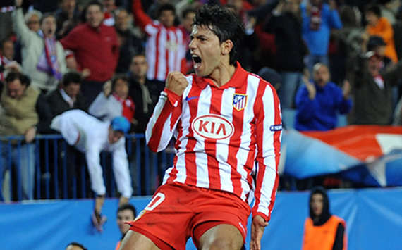 'Kun' Aguero passionately celebrates his crucial goal that takes Atletico Madrid past Espanyol in the Copa del Rey (Getty images)