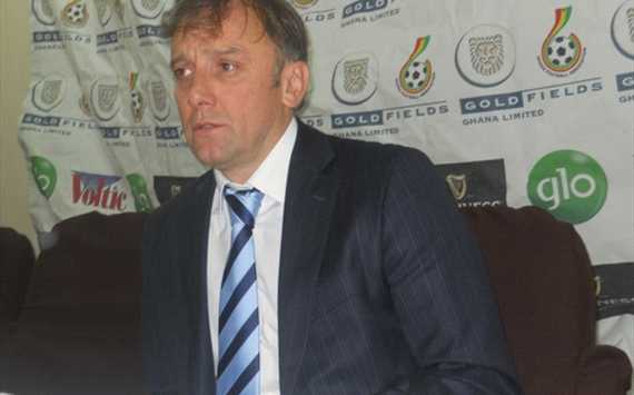Ghana coach Goran Stevanovic at a press conference in Accra