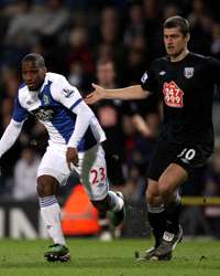 Junior Hoilett races away from Gabriel Tamas during Blackburn Rovers' win over West Brom (Getty Images)