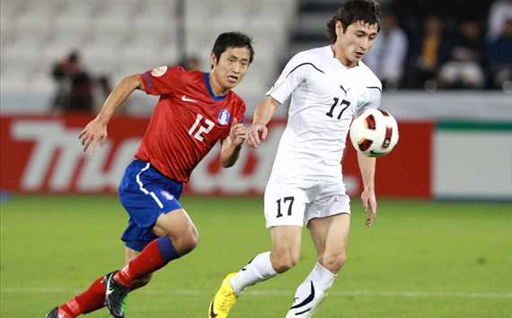 Asian Cup: Uzbekistan - Korea DPR, Lee Young Pyo, Sanjur Tursunov (Getty)