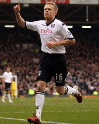 Fulham's Damien Duff, celebrates his goal against Blackburn (Getty)