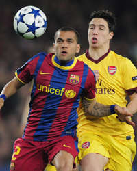 Daneil Alves - Barcelona & Samir Nasri - Arsenal (Getty Images)