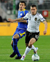 EURO 2012 Qualify Germany - Kazakhstan: Sergey Khizhnichenko  & Lukas Podolski