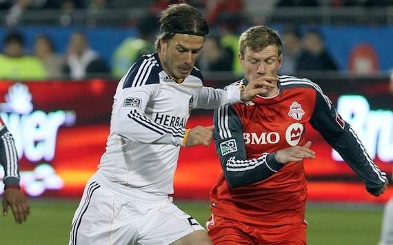 David Beckham, Los Angeles Galaxy; Jacob Peterson, Toronto FC; MLS (Getty Images)