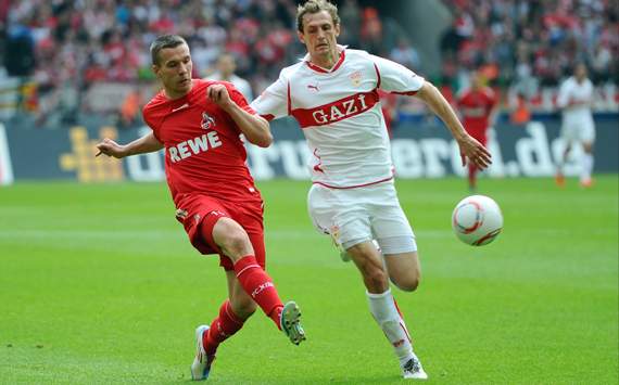 1. FC Köln - VfB Stuttgart, Lukas Podolski; Georg Niedermeier (Getty Images)