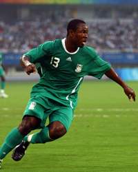 Nigeria's Olubayo Adefemi celebrates an Olympic team goal