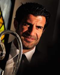 Luis Figo attends the UEFA Champions League Trophy handover