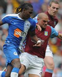 EPL - Aston Villa vs Wigan Athletic, Hugo Rodallego and Luke Young