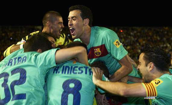 Valdés, Xavi, Bartra, Iniesta, Busquets, Barcelona, Levante