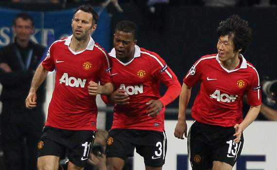 Ryan Giggs,Patrice Evra and Ji-Sung Park