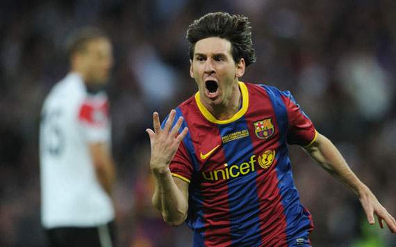 UEFA Champions League: Lionel Messi celebrates