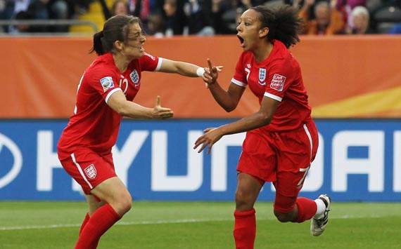  FIFA Women's World Cup - New Zealand vs England, Jessica Clarke and Karen Carney