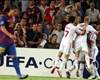 AC Milan celebrates late goal against Barcelona AC Milan celebrates late goal against Barcelona