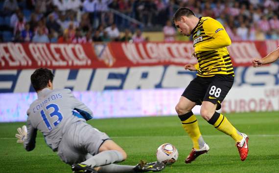 UEFA Europa League : Gary Hooper - Thibaut Courtois, Club Atletico de Madrid v Celtic