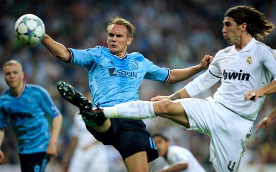 UEFA Champions League: Real Madrid v Ajax: Siem de Jong; Sergio Ramos