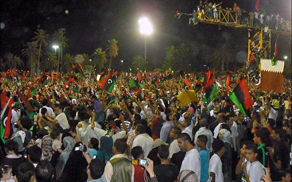Libyan fans support the national team