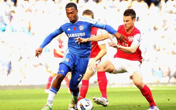 EPL - Chelsea v Arsenal, Laurent Koscielny and Daniel Sturridge