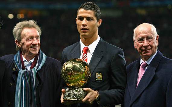 Cristiano Ronaldo, Denis Law and Bobby Charlton