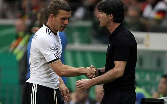 Lukas Podolski und Joachim Löw