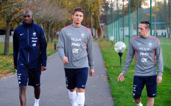 Giroud, Ribery, Diarra (Equipe de France)