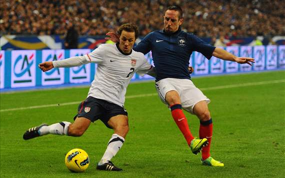 Steve Cherundolo and Franck Ribery - France vs. USA
