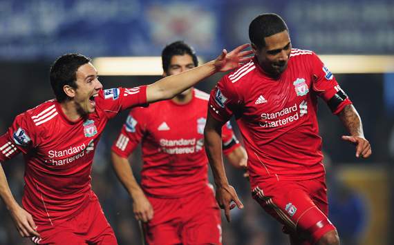 EPL - Chelsea v Liverpool, Glen Johnson and Stewart Downing