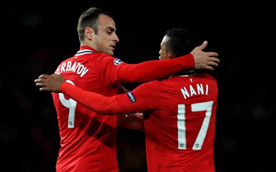 CL - Manchester United FC v SL Benfica, Dimitar Berbatov and Nani