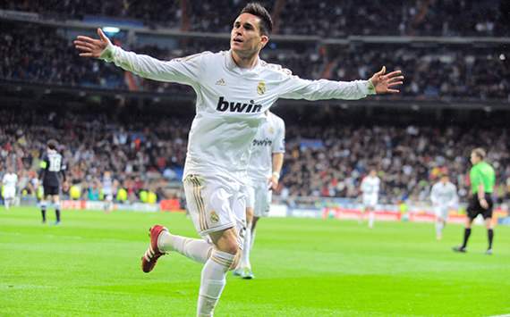 El jugador del Real Madrid, José María Callejón celebra en el Real Madrid CF-GNK Dinamo Zagreb de la Champions League