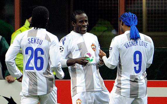 Oliseh, Doumbia, Vagner Love - Inter-Cska Mosca (Getty Images)