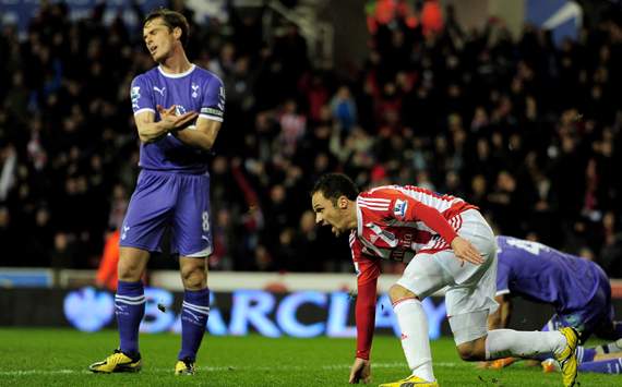 EPL-Stoke City v Tottenham Hotspur, Scott Parker and Matthew Etherington 