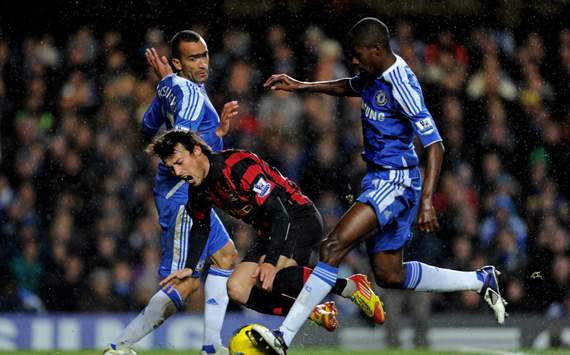 EPL - Chelsea v Manchester City, David Silva, Jose Bosingwa and Ramires