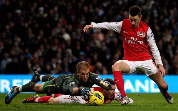 EPL,Laurent Koscielny,Joe Hart,Manchester City v Arsenal 