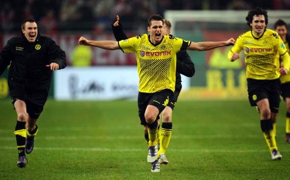 Die Dortmunder Großkreutz, Kehl und Hummels jubeln