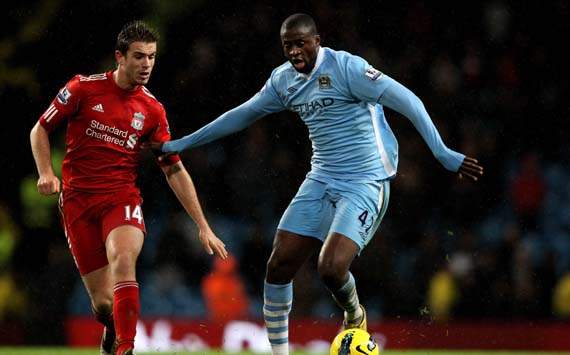 EPL,Jordan Henderson,Yaya Toure,Manchester City v Liverpool