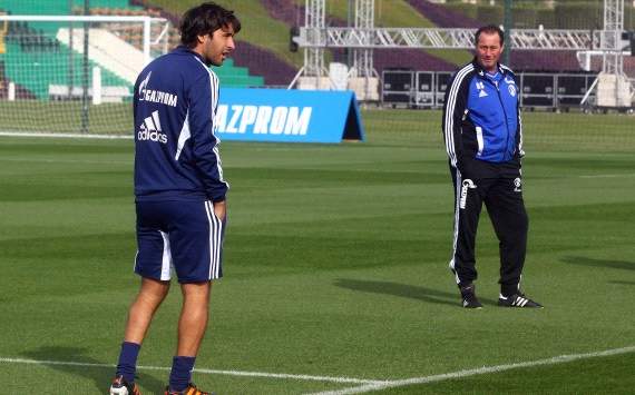 Schalkes Raul und Trainer Huub Stevens