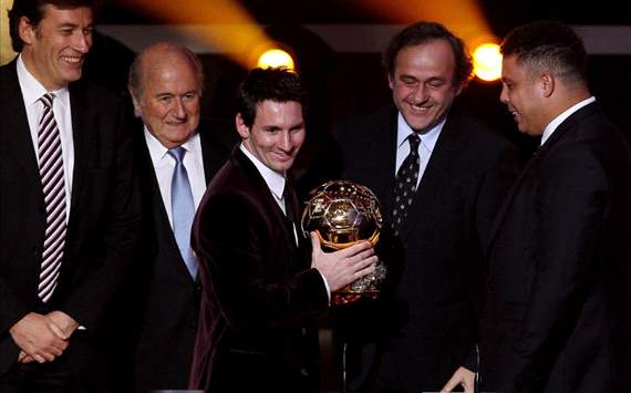 Blatter, Lionel Messi, Michel Platini and Ronaldo, Ballon Dor 2011