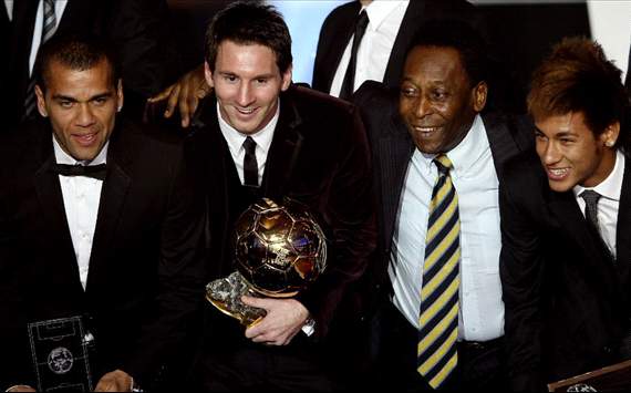 Messi and Daniel Alves, pele, Neymar Ballon Dor 2011